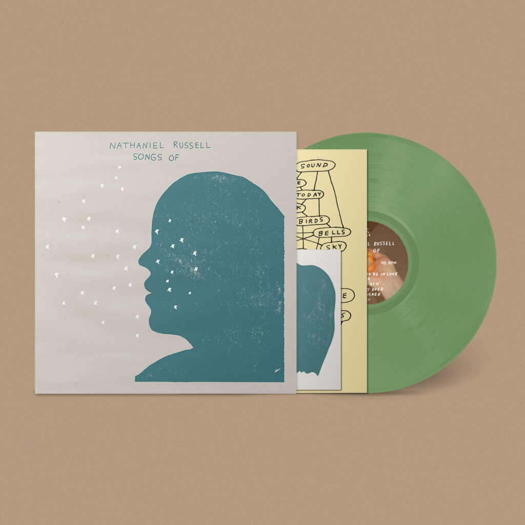 A mockup of the olive green LP version of Nathaniel Russell's Songs Of album.